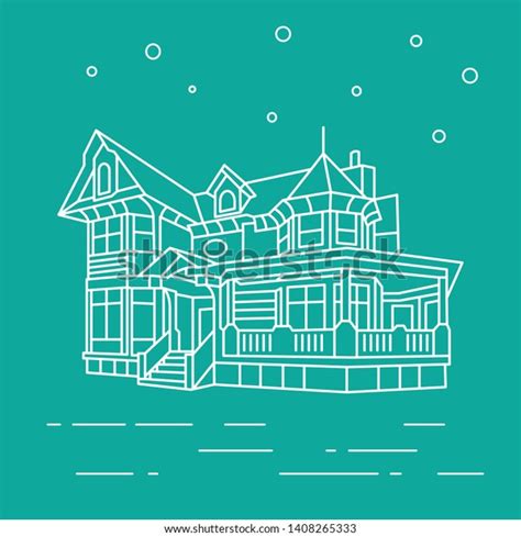 House Illustration Line Art Style Stock Vector (Royalty Free ...