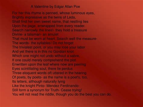 PPT - A Valentine by Edgar Allan Poe PowerPoint Presentation, free download - ID:5523066