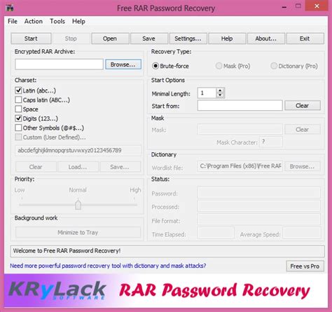 Free RAR Password Recovery - KRyLack Software