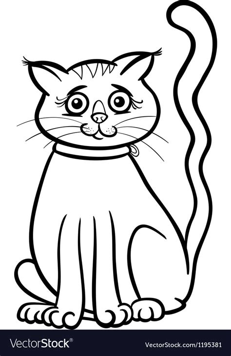 Female cat cartoon for coloring book Royalty Free Vector