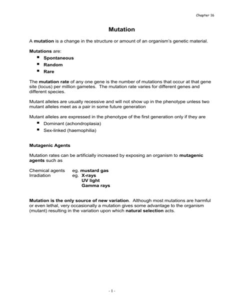 Mutagenic Agents - Deans Community High School