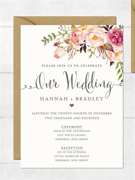 Printable Wedding Invitations Free Template - Printable Templates