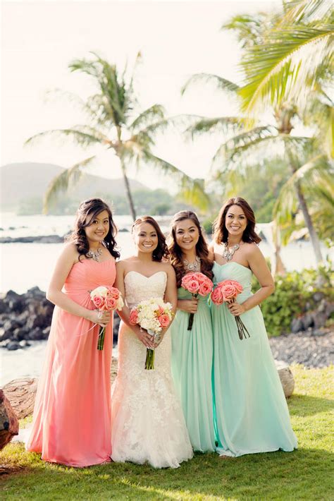 Romantic, Rustic Coral & Seafoam Green Maui Beach Destination Wedding