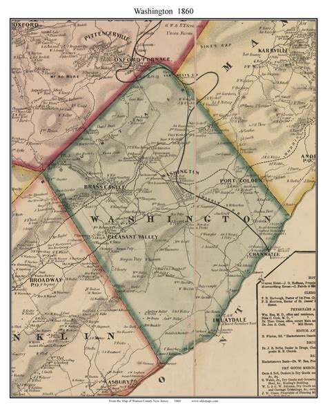 Washington - , New Jersey 1860 Old Town Map Custom Print - Warren Co ...