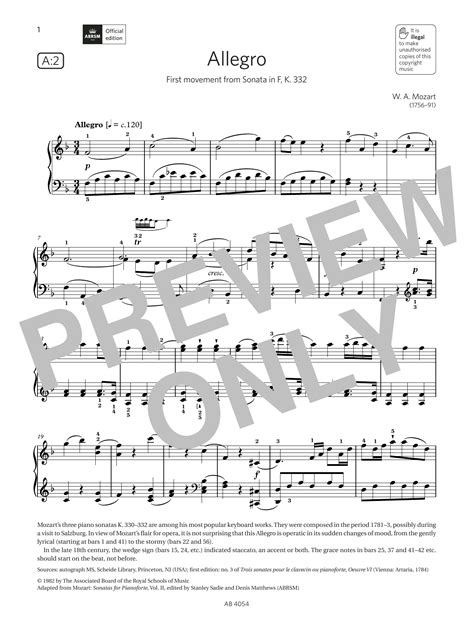 Allegro (Grade 8, list A2, from the ABRSM Piano Syllabus 2023 & 2024 ...