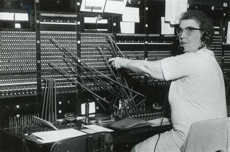 Erma Scholl working a telephone operation switchboard in Old Forge