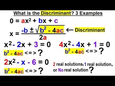 Algebra - Ch. 27: The Discriminant (2 of 11) What is the Discriminant? 3 Examples - YouTube