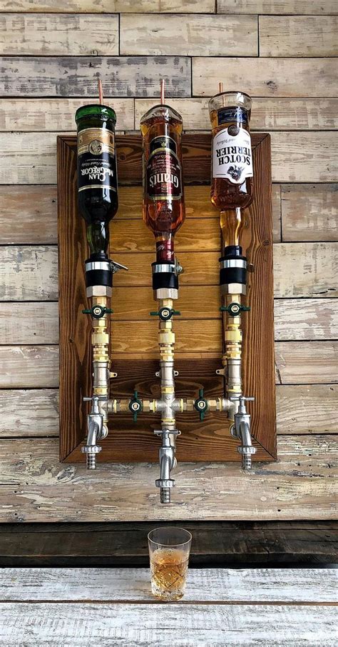 Whiskey Dispenser, Liquor Alcohol Whiskey Liquor Dispenser, Brass & Wood Dispenser, Whiskey ...