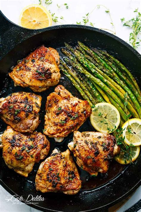 One Pan Lemon Thyme Chicken Asparagus - Cafe Delites