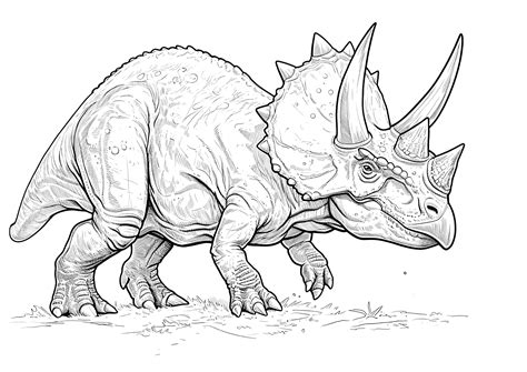 Realistic Triceratops to color - Dinosaur Coloring Pages for Kids