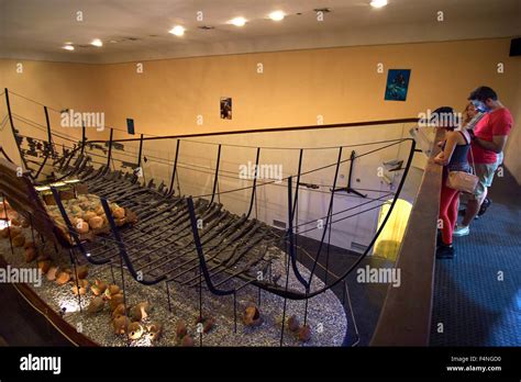 Interior of hall showing wreck reconstruction at Bodrum Castle and ...
