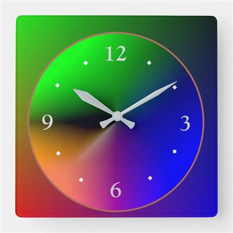 Multicolored Illuminated Design>Colorful Wall Cloc Square Wall Clock in ...
