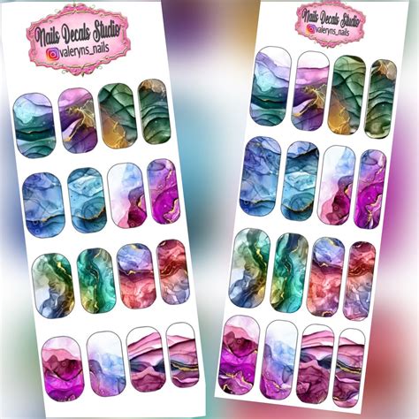 Alcohol Ink Marble Waterslide Nails Decals-nail Art Nail - Etsy