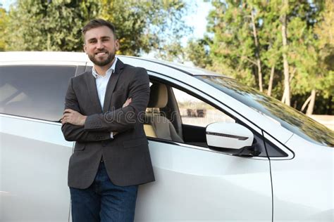 Handsome Young Driver Near Modern Car on City Street Stock Image ...