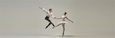 Banner. Ballet Duet, Young Man and Woman, Dressed Elegantly, Performing ...