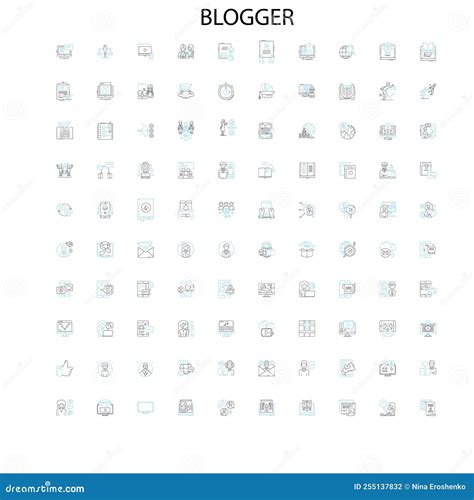 Blogger Icons, Signs, Outline Symbols, Concept Linear Illustration Line ...