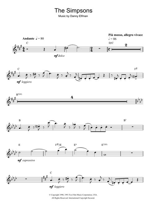 Theme From The Simpsons (Alto Sax Solo) - Print Sheet Music Now