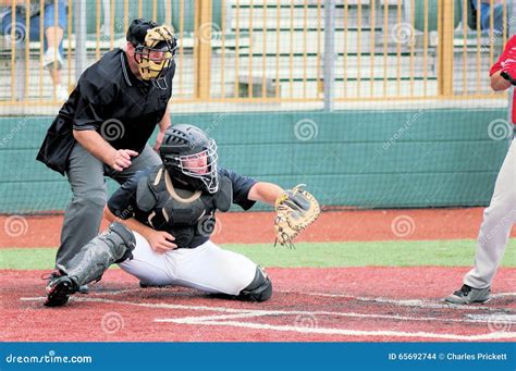 Baseball Catcher with Umpire Editorial Stock Image - Image of pitch ...