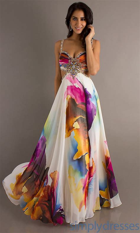 Printed prom dresses, Fashion dresses, Colorful dresses