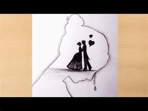 creative Pencil drawing of Sad Girl love story scenery || girl drawing