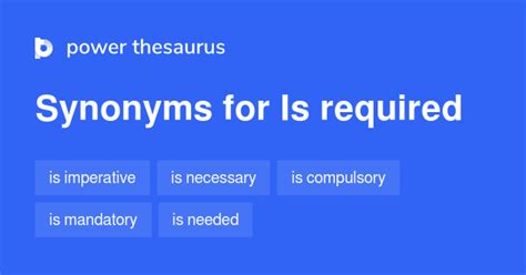 IS REQUIRED Synonyms: 66 Similar Words & Phrases