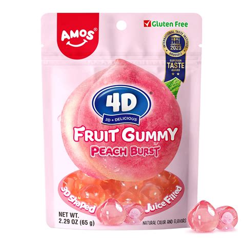 Amos 4D Gummy Peach Burst – Bonbons Gélifiés À La Pêche Avec Cœur ...
