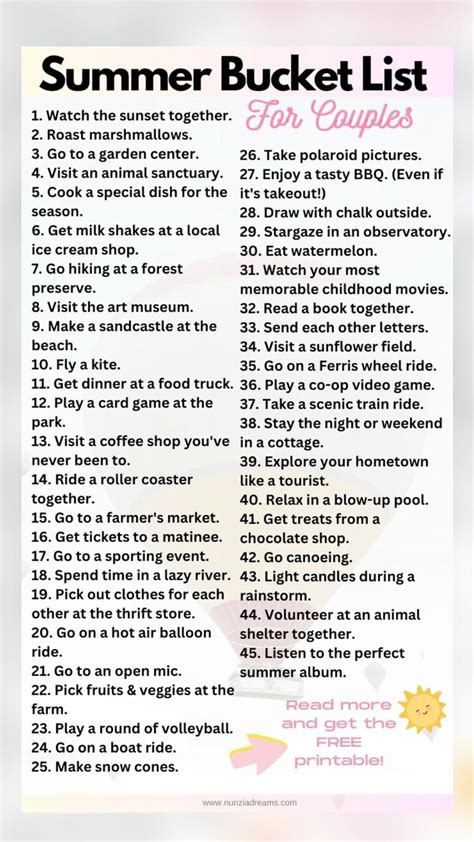 Summer Bucket List for Couples: 45 Fun Ideas