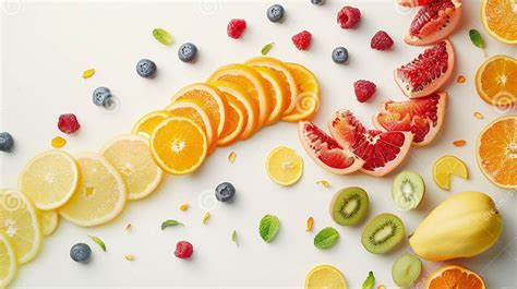 Flowing Layout of Rotating Fruits Forming a Flowing Pattern Stock ...