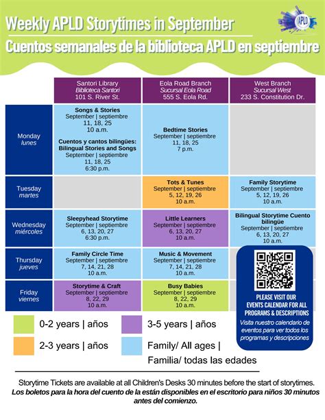 September 2023 Storytime Schedule by Aurora Public Library District, IL ...