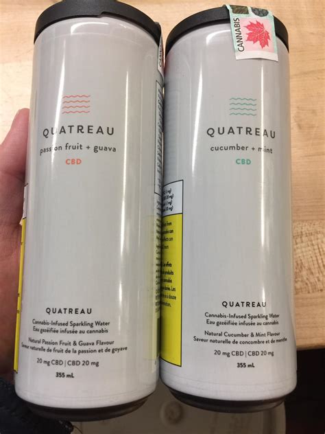 Quatreau - passionfruit + guava & cucumber + mint - 20mg CBD; BC : r ...
