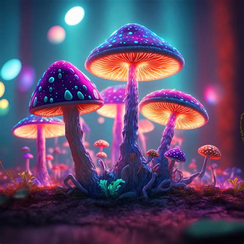 Mushrooms Wallpaper 4K, Colorful, AI art
