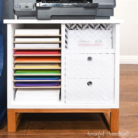 Printer Stand with Paper Storage & Drawers for Home Office Organization