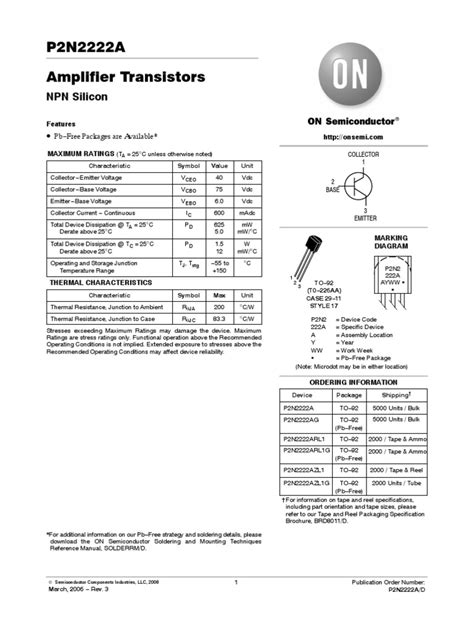 P2N2222A Amplifier Transistors: NPN Silicon | PDF | Electricity ...