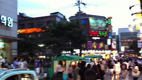 Hongdae Exit #9 on a weekday evening - YouTube