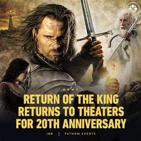Lord of the Rings: Return of the King is returning to theaters (in its ...