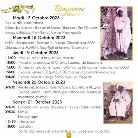 Programme des Obsèques | Megnah-Bafou