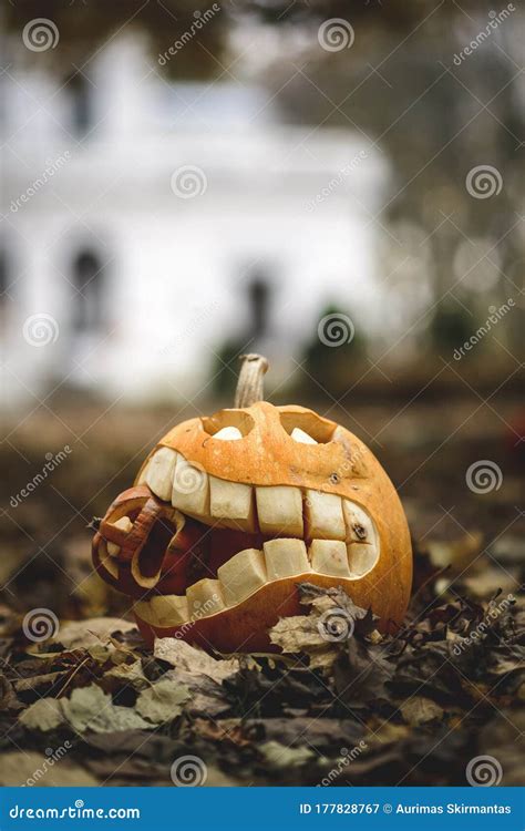 Orange Halloween Pumpkin. Holes, Holidays. Stock Image - Image of face ...