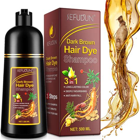 Shampooing colorant pour cheveux brun foncé, 3 en 1 shampooing colorant ...