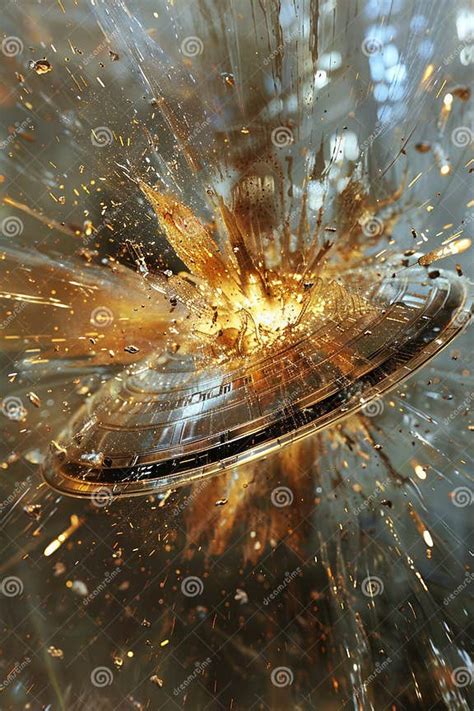 Dramatic Sci Fi Scene of a Spaceship Destruction in Space Captured Mid ...