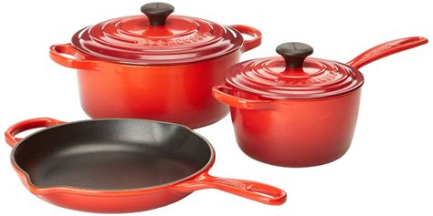 Le Creuset Signature 5-Piece Cast Iron Cookware Set, Cherry | Induction ...