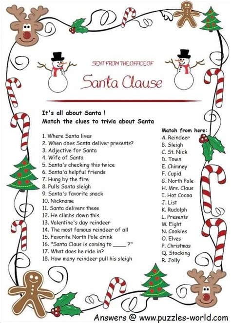 Trivia about Santa Claus | Puzzles World