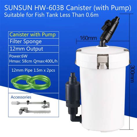 Aquarium SunSun Canister Filter HW-602B EW-603B HW-603B EW-603B HW-604B ...