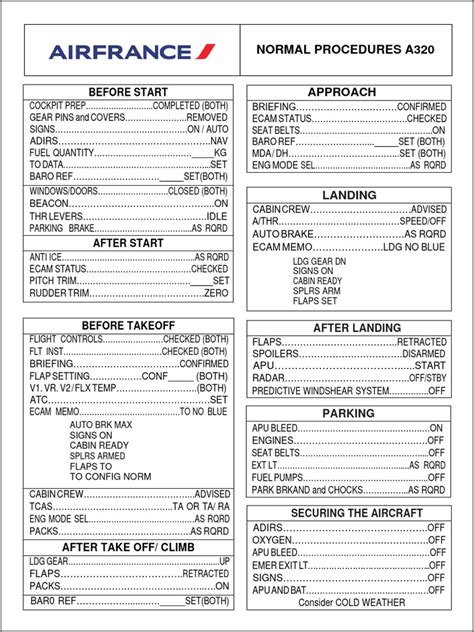 Checklist AirFrance - A320 Normal Procedure 01 | PDF | Aeronautics ...