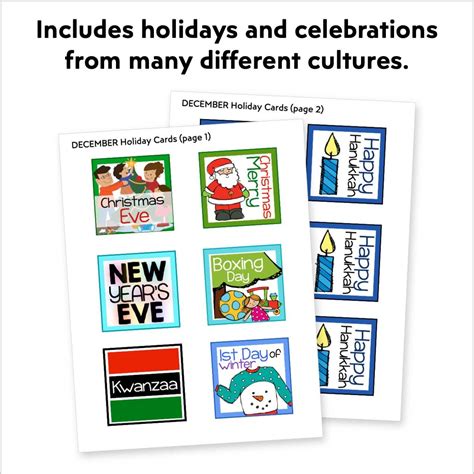 Calendar Cards for Holidays and Special Days - EDITABLE - Kinder Craze