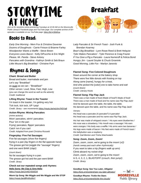 Family Storytime: Breakfast – Storytime with Ms. Emily Library