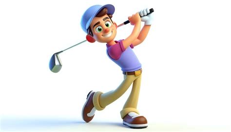 3d cartoon character of a golf athlete in action | Premium AI-generated ...