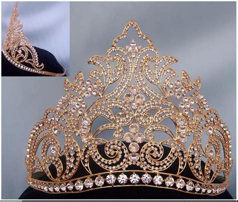 Danielle Beauty Pageant Rhinestone Gold Contoured Adjustable Crown ...