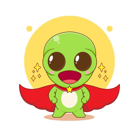 Cute Alien cartoon character as super hero 5533994 Vector Art at Vecteezy