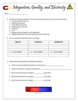 Magnetism, Gravity, and Electricity Quiz by Kara's Corner | TPT