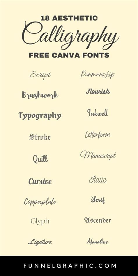 Calligraphy Canva Fonts - 18 Free Fonts to use on Canva - Aesthetic ...